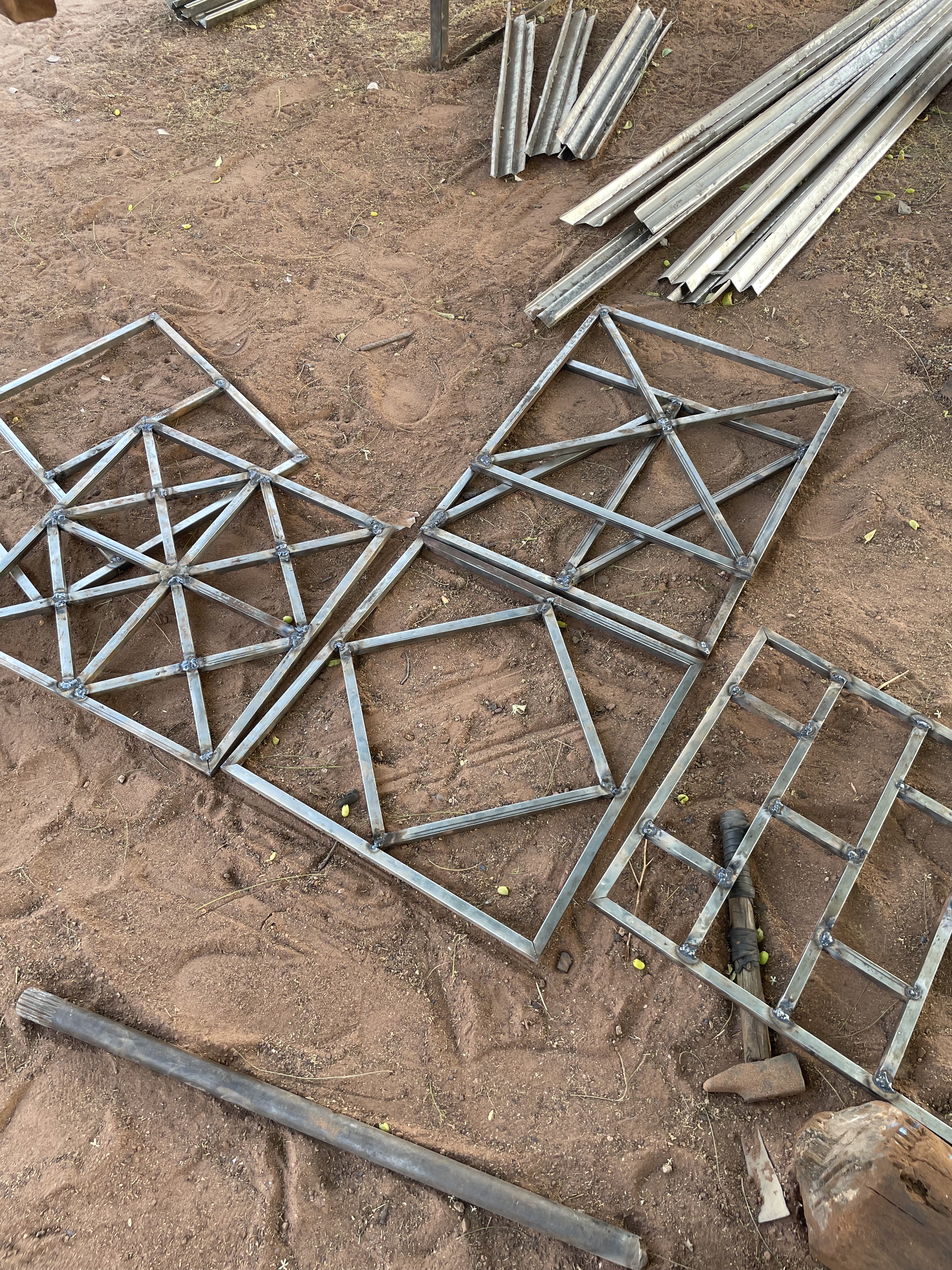 welded iron frames before assembly at Babakar Gueye